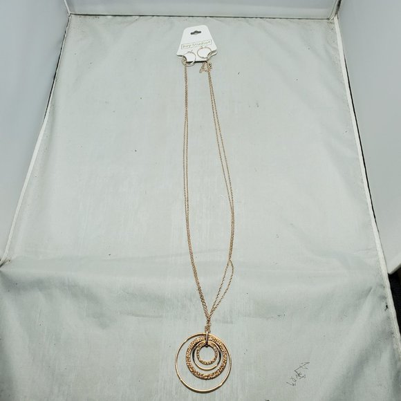 Bay Studio Glitter Pendant Earring & Necklace Set One Size Rose Gold Tone - Picture 5 of 8